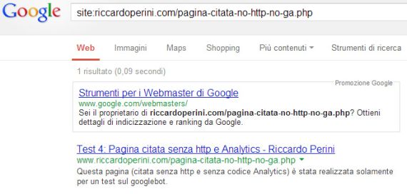 Google indicizzazione url citata senza http