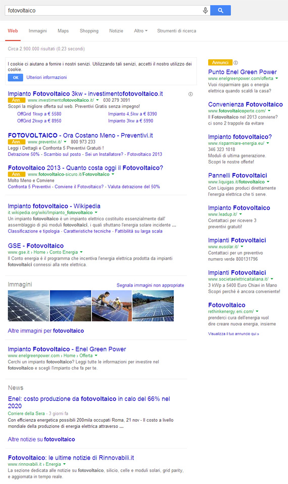 Fotovoltaico su Google (25/11/2013)