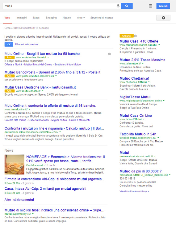 Mutui su Google (25/11/2013)