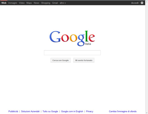 Nuova grafica home Google.it