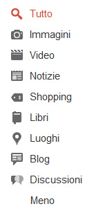 Google menu sinistra