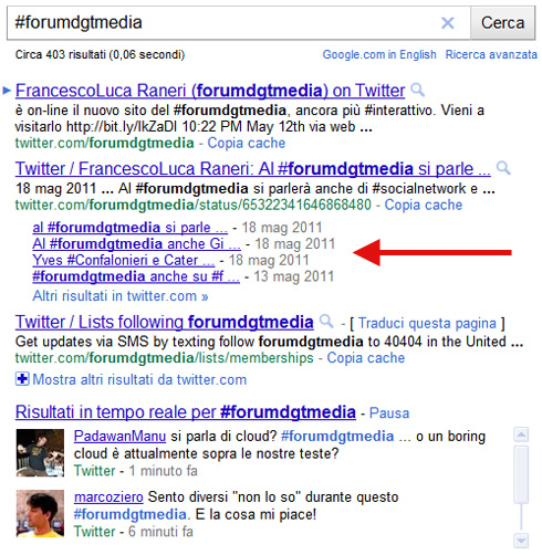 Rich snippet con tweet di Twitter indentati su Google.it