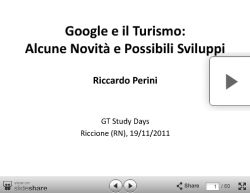 Slide Google e il Turismo Riccardo Perini Web Marketing Turistico