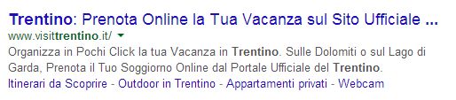 snippet visittrentino.it su Google nuovo layoyut